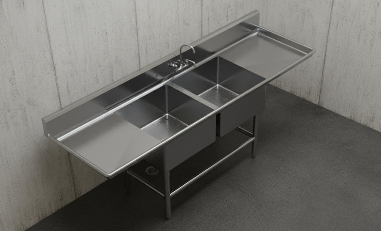 Fregadero doble tarja industrial